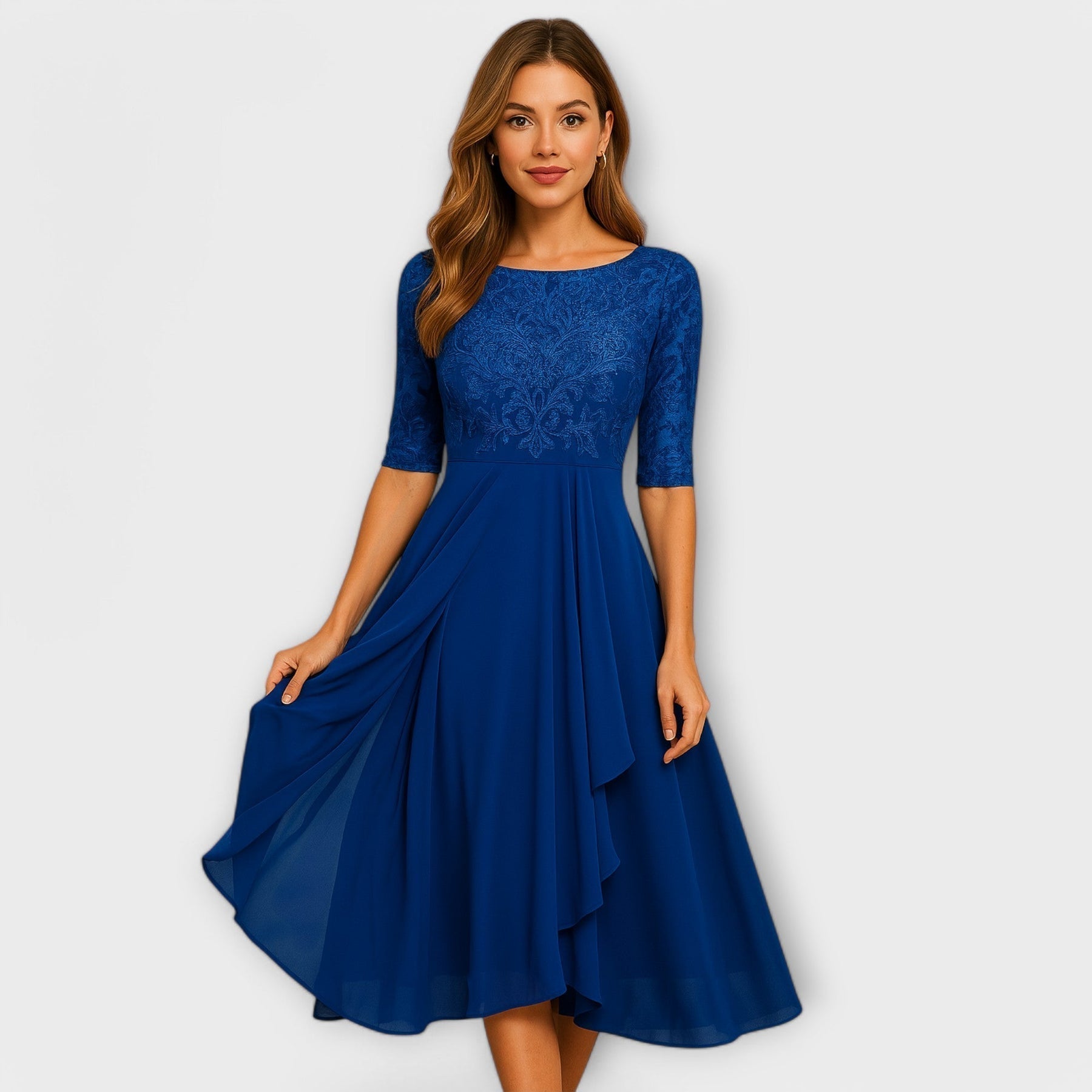 Elloén | Midi Dress With Lace Sleeve