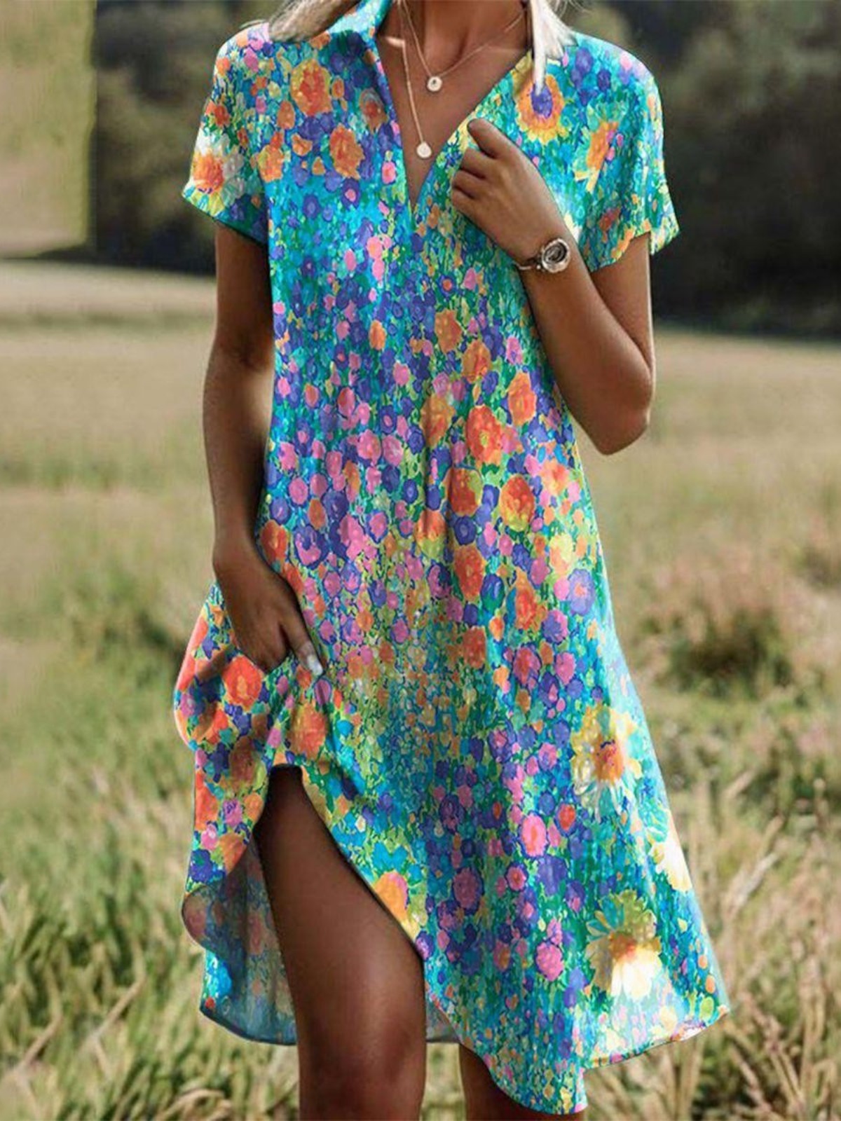 Keyla | Vintage Boho V-Neck Dress