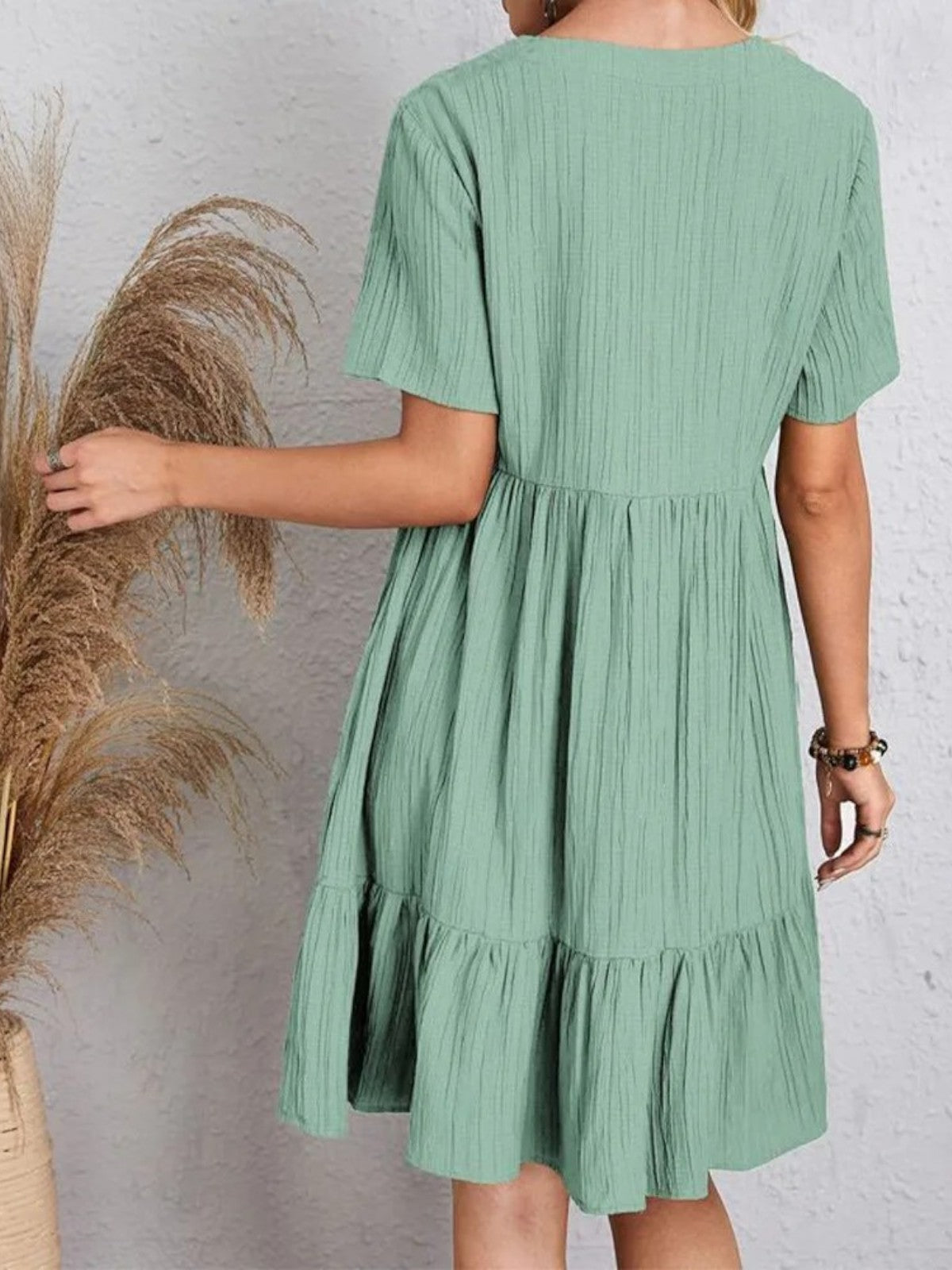 Mary | Trendy Boho Ruffle Hem Mini Dress