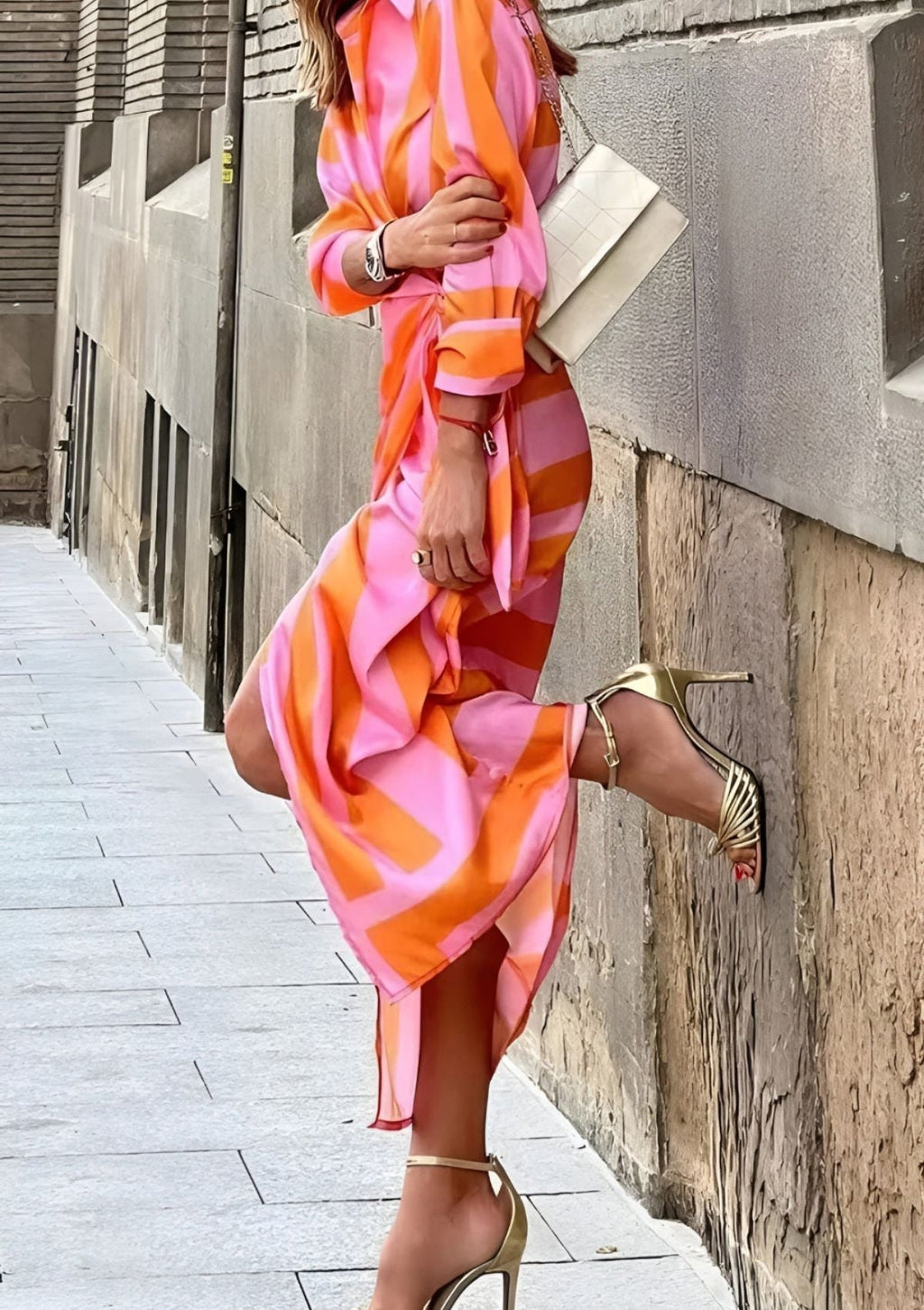 Zyra | Printed Waist-Cinching Shirt Dress