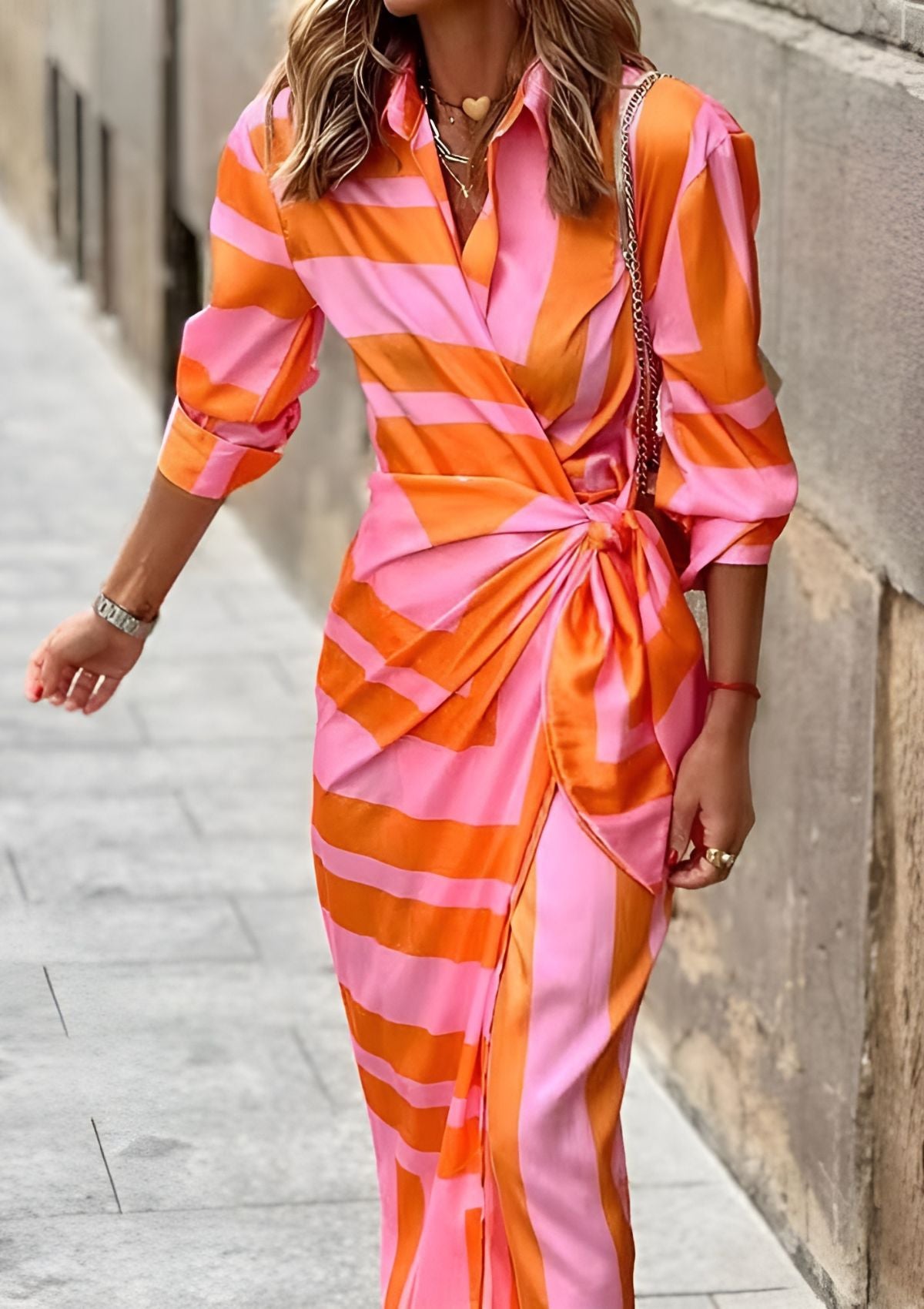 Zyra | Printed Waist-Cinching Shirt Dress