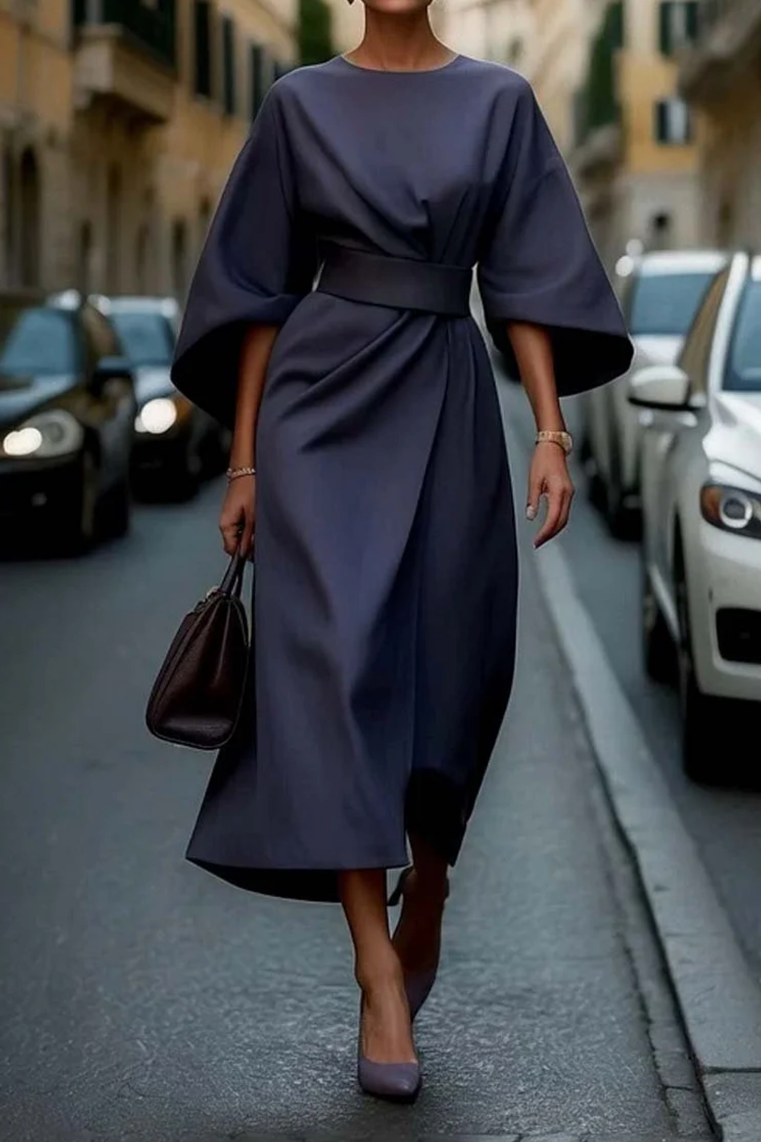 Kelly | Maxi Length Evening Dress with Belt