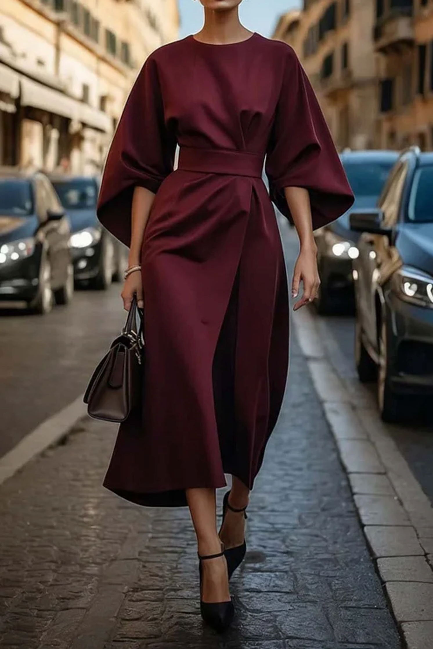 Kelly | Maxi Length Evening Dress with Belt