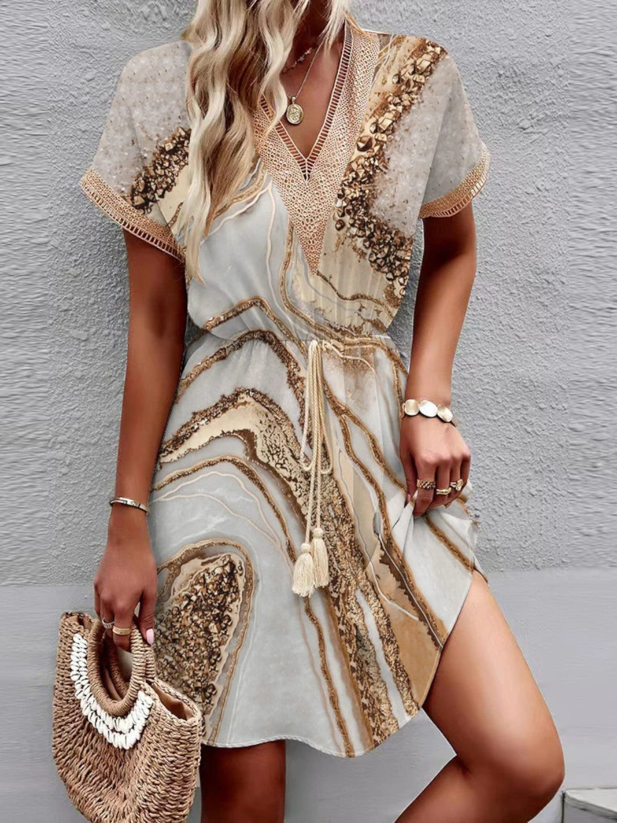 Baily | Stylish Printed V-Neck Dress
